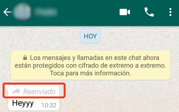 etiqueta de reenviado en WhatsApp