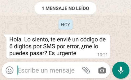 fraude de codigo en WhatsApp