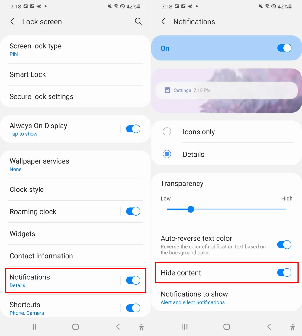 nascondere notifiche sulla schermata di blocco