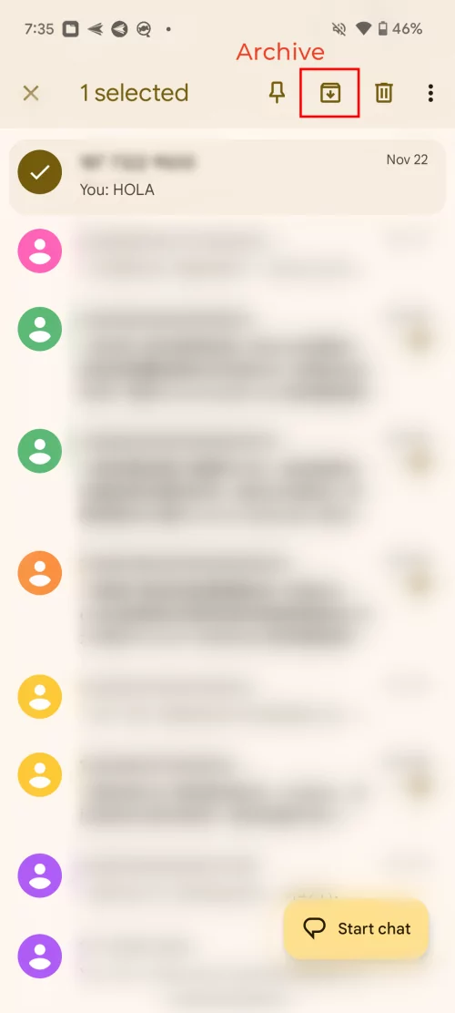 archiviare Google Messaggi