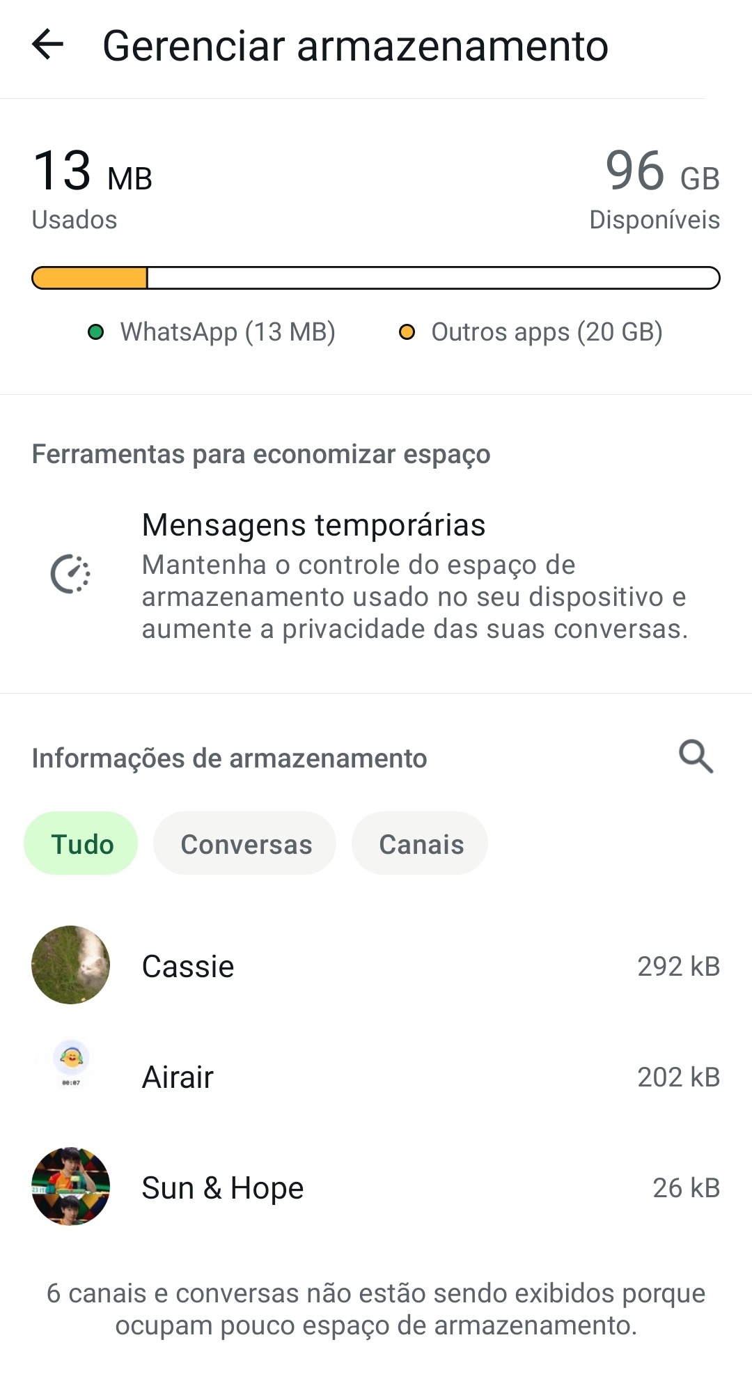 limpar o cache do WhatsApp no ​​Android