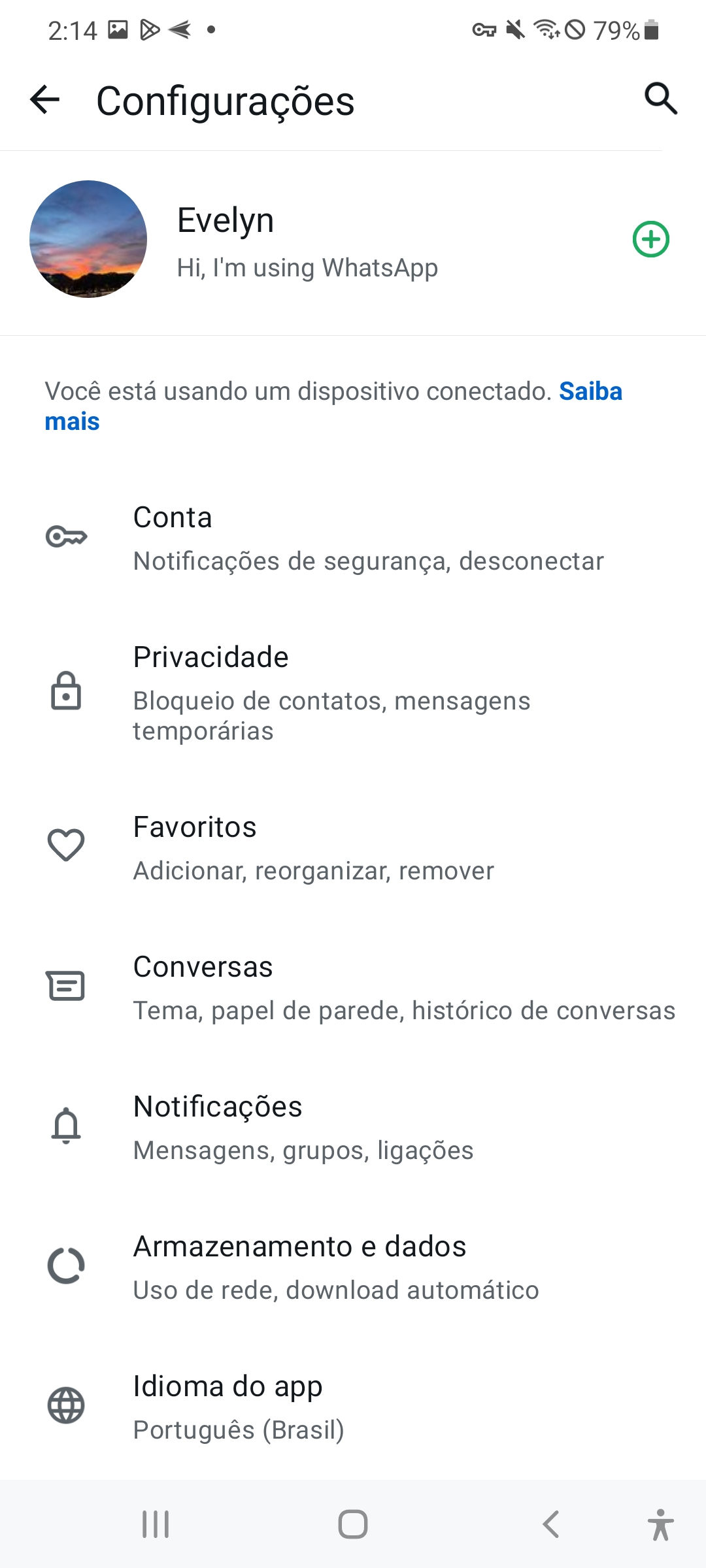 vá até Configurações