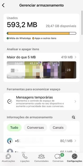 limpar o cache do WhatsApp no iPhone