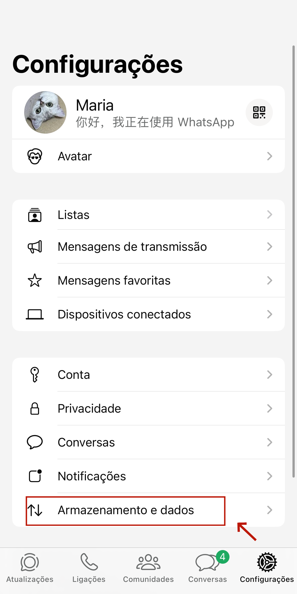 Abra o Configurações