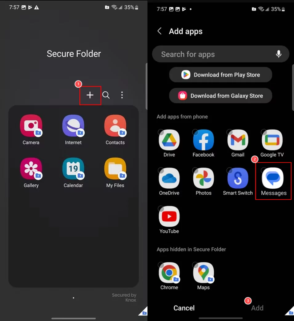 bloccare l'app Messaggi su Samsung