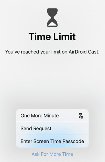 Have Screen Time One More Minute Opention When Block at End Of Limit Enabled for Apple ID with Limit