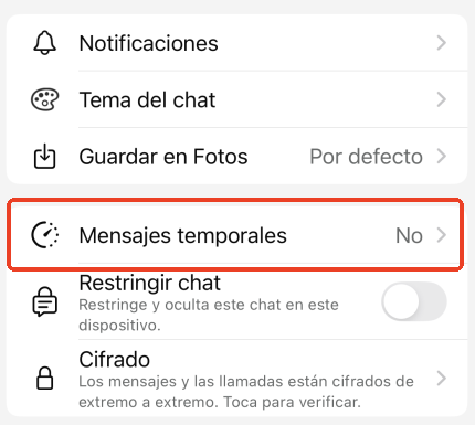 mensaje temporal en whatsapp