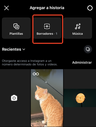 ver borrador de historia en instagram