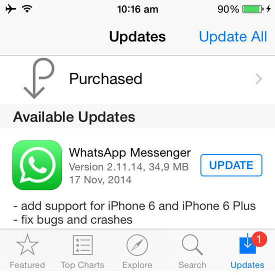 Update WhatsApp or OS