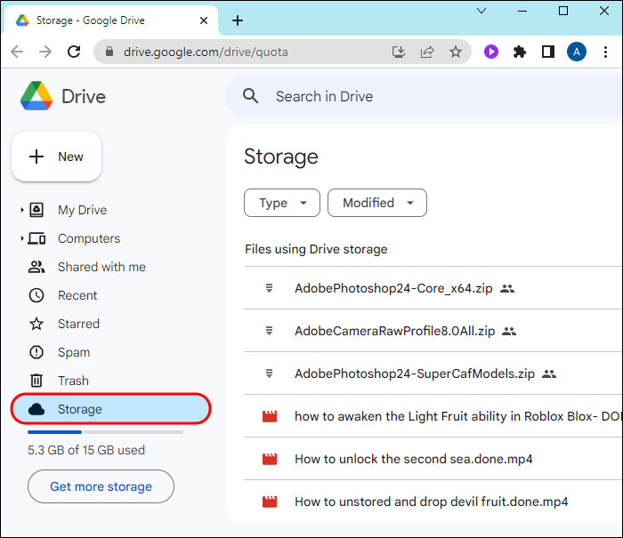 Check Google Drive Storage Space