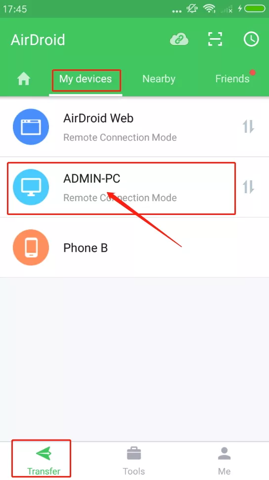 transfer from phone to pc