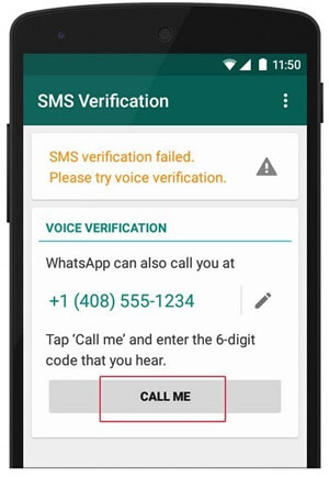 how to verify whatsapp by call