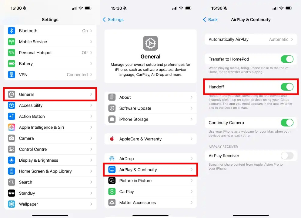 how to enable handoff on iphone