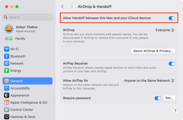 Allow Handoff between this Mac and your iCloud devices in System Settings 2 768x505