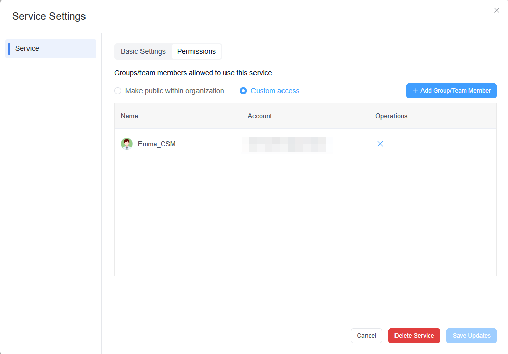 service permission management