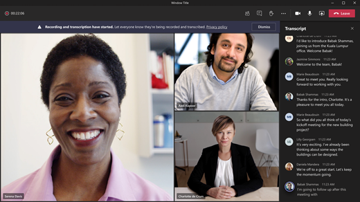 Microsoft Teams voice meeting transcribe