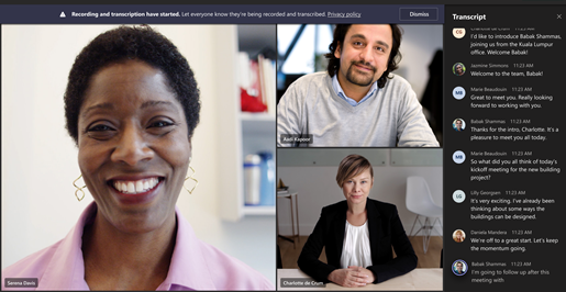 Microsoft Teams voice meeting transcribe