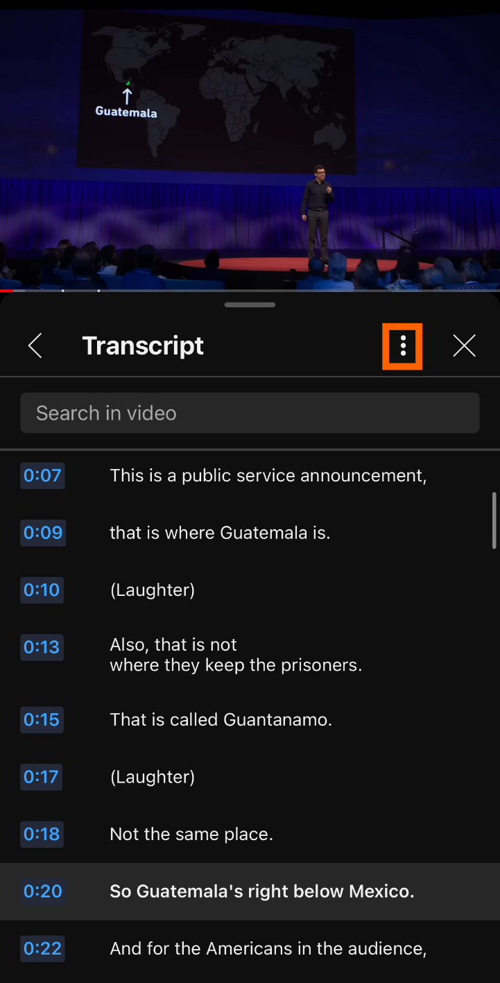 screenshot the YouTube transcrip