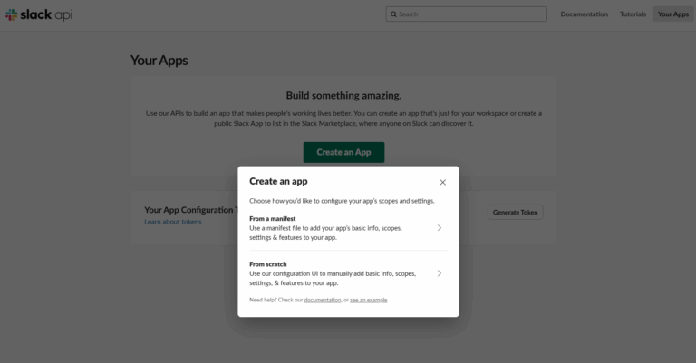 create a slack bot