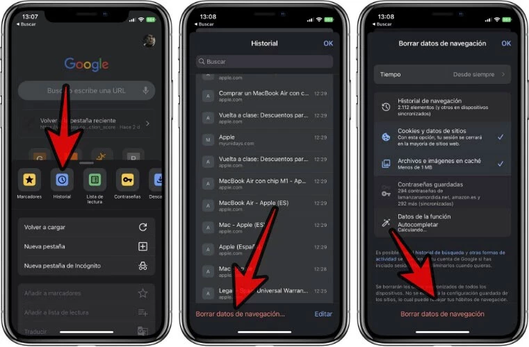 borrar cache en google chrome