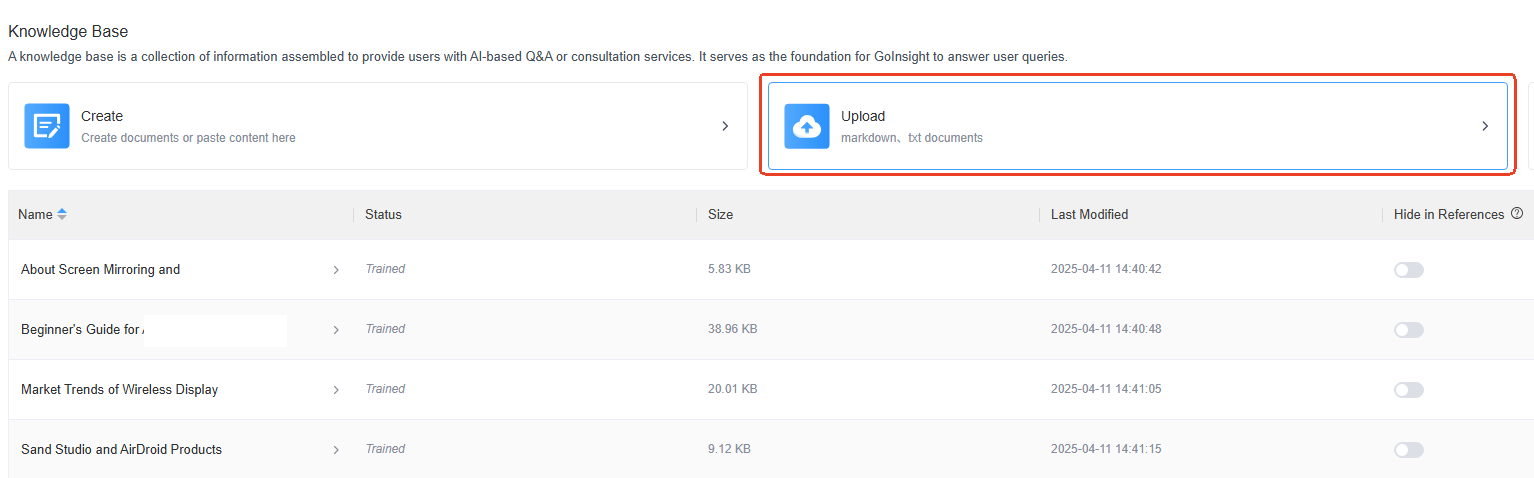 upload content on knowledge base