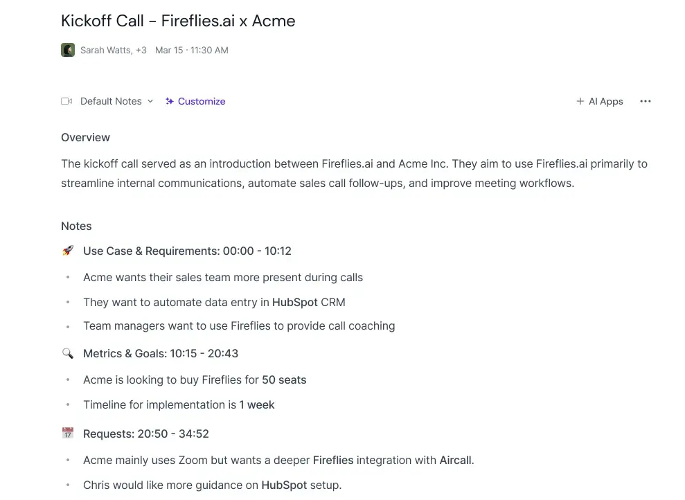 Fireflies AI note taking