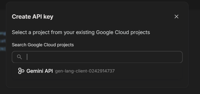 Google AI Studio generate API key