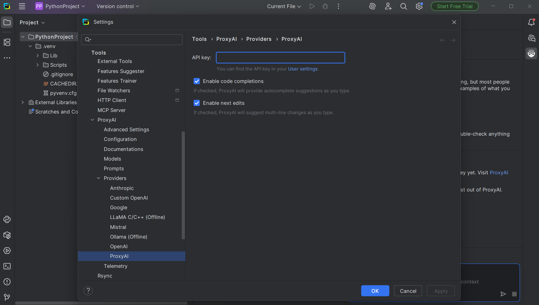 PyCharm plugin add API