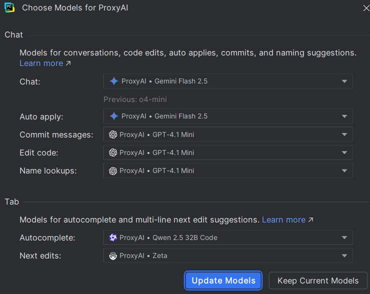 PyCharm plugin update models