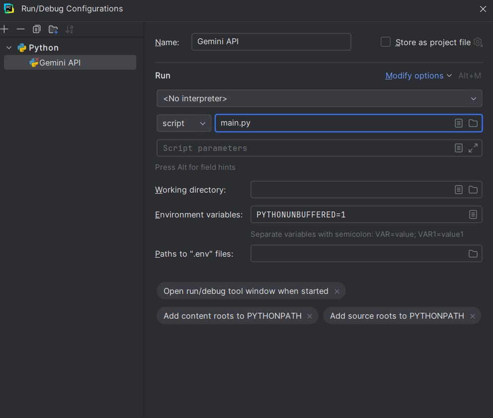 PyCharm Python edit Script