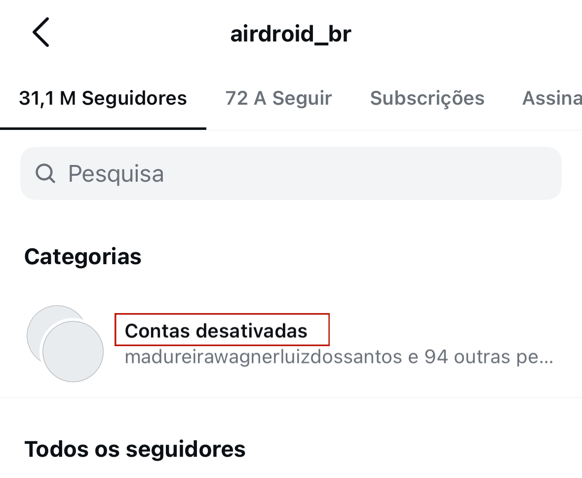 Veja se alguém desativou a conta do Instagram pela sua lista de seguidores