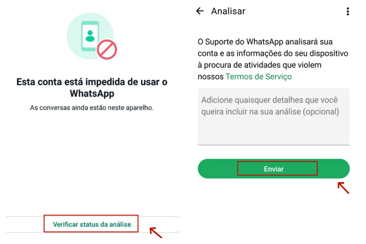 Solicitar análise para conta do WhatsApp banida