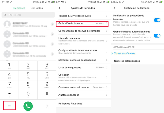 grabar llamada de todo los numeros