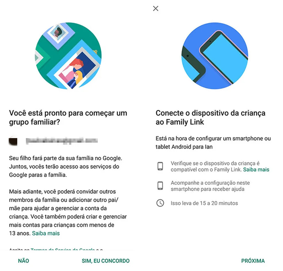 ative controles parentais google family link