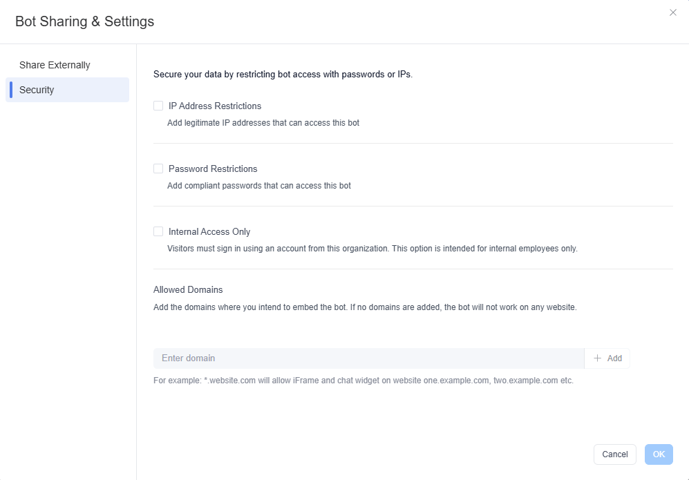 bot security settings