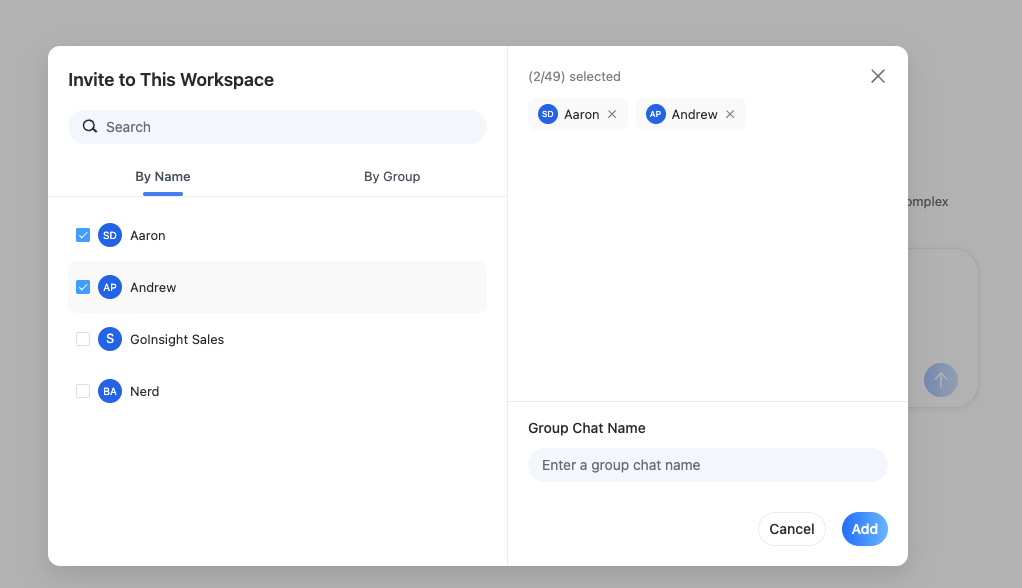 collaboration workspace add member