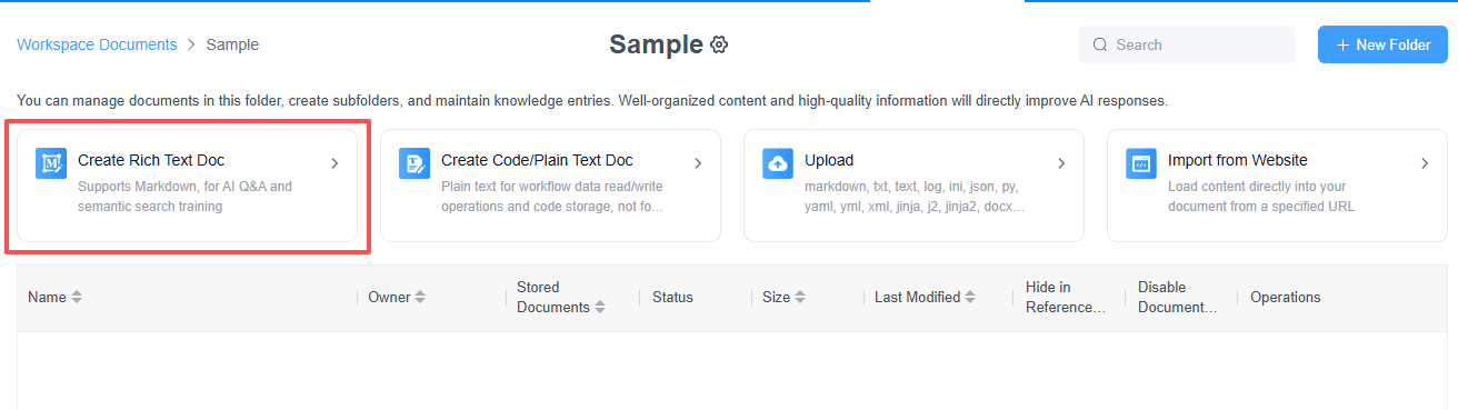 create rich text doc