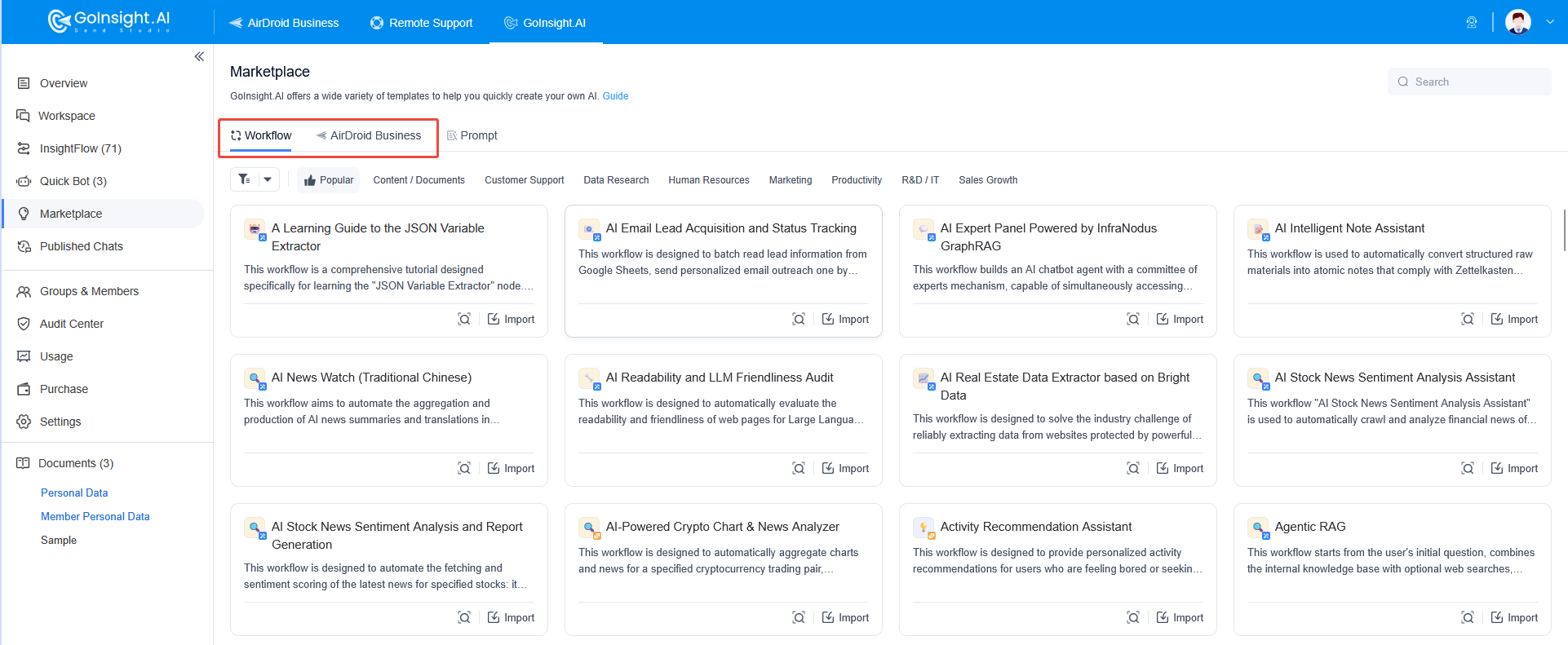 marketplace workflow template