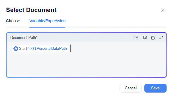 select personal data path