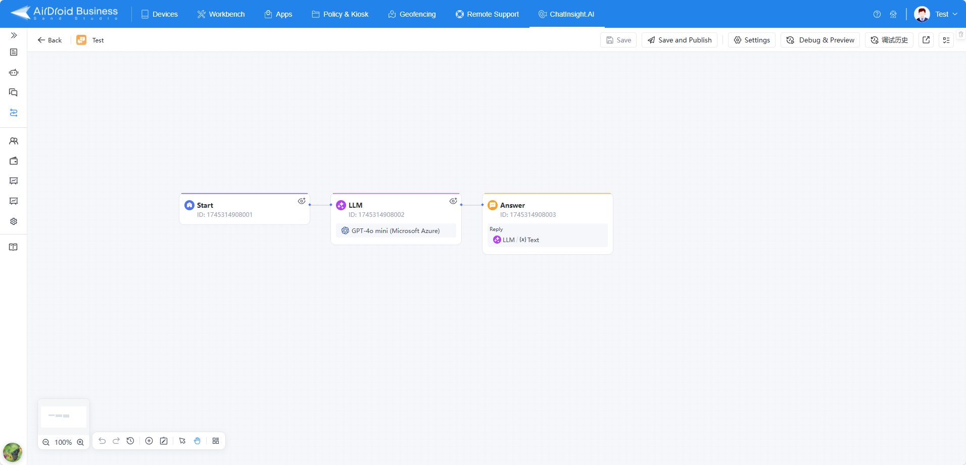 workflow building interface
