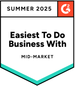 G2 Summer 2025 Easiest To Do Business With Mid-Market badge