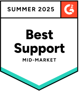 G2 Summer 2025 Best Support Mid-Market badge