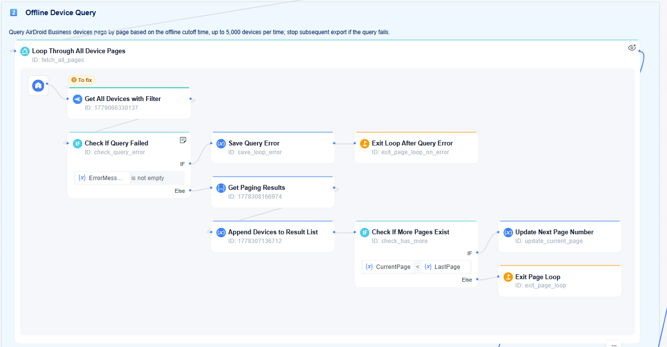 offline device query template