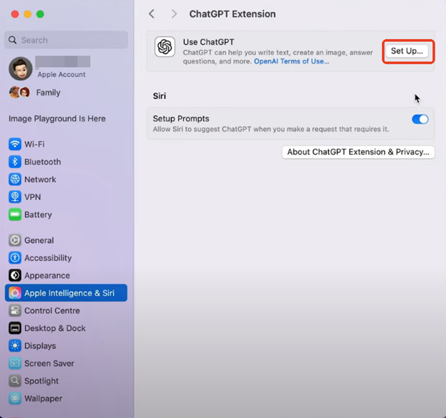 Set Up ChatGPT with Siri on Mac