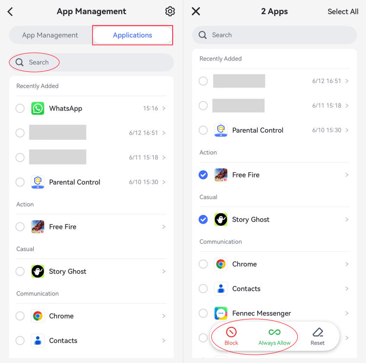 application list in AirDroid