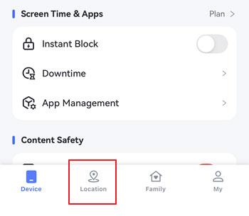 tap location button on AirDroid for Android