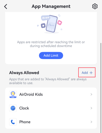 add always allowed app in AirDroid