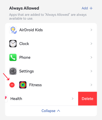 delete apps from allowlist