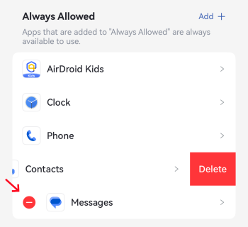 delete apps from allowlist