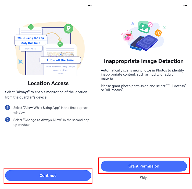 enable the location and photo permission